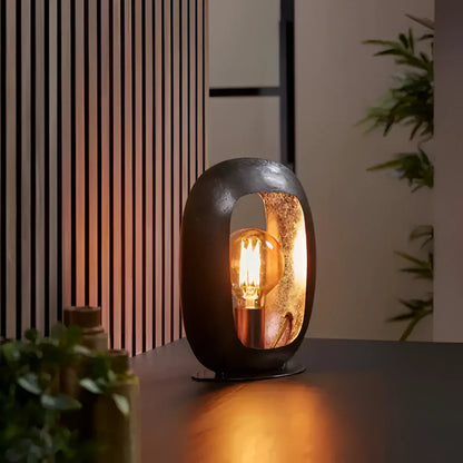 Lampe de table en métal de style vintage avec finition en nickel noir élégant – disponible en petit, moyen et grand