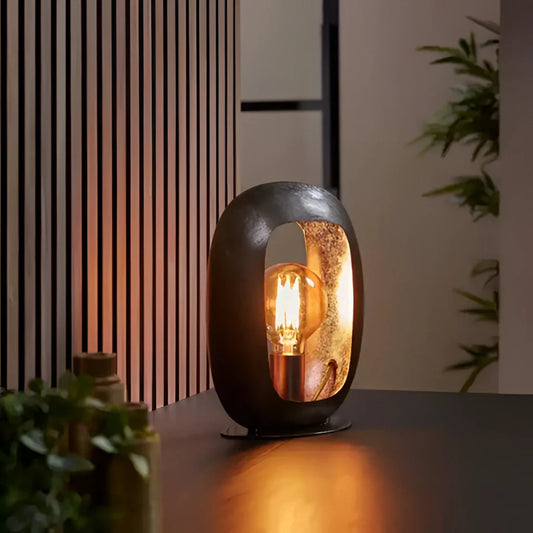Lampe de table en métal de style vintage avec finition en nickel noir élégant – disponible en petit, moyen et grand