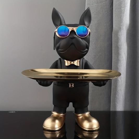 Porte-clés Jan Bulldog Français Sculpture – Plateau en résine artistique pour clés et décoration