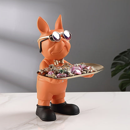 Porte-clés Jan Bulldog Français Sculpture – Plateau en résine artistique pour clés et décoration