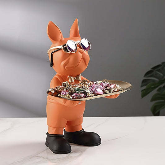 Porte-clés Jan Bulldog Français Sculpture – Plateau en résine artistique pour clés et décoration