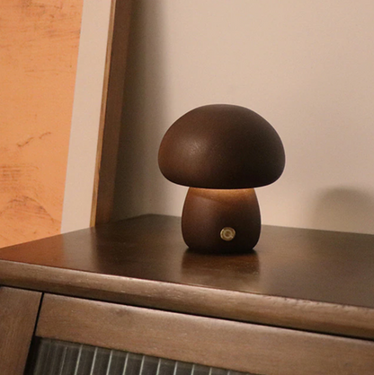 Lampe de Table Champignon en Bois Sans Fil – Éclairage LED Portable et Durable pour Chambre ou Salon