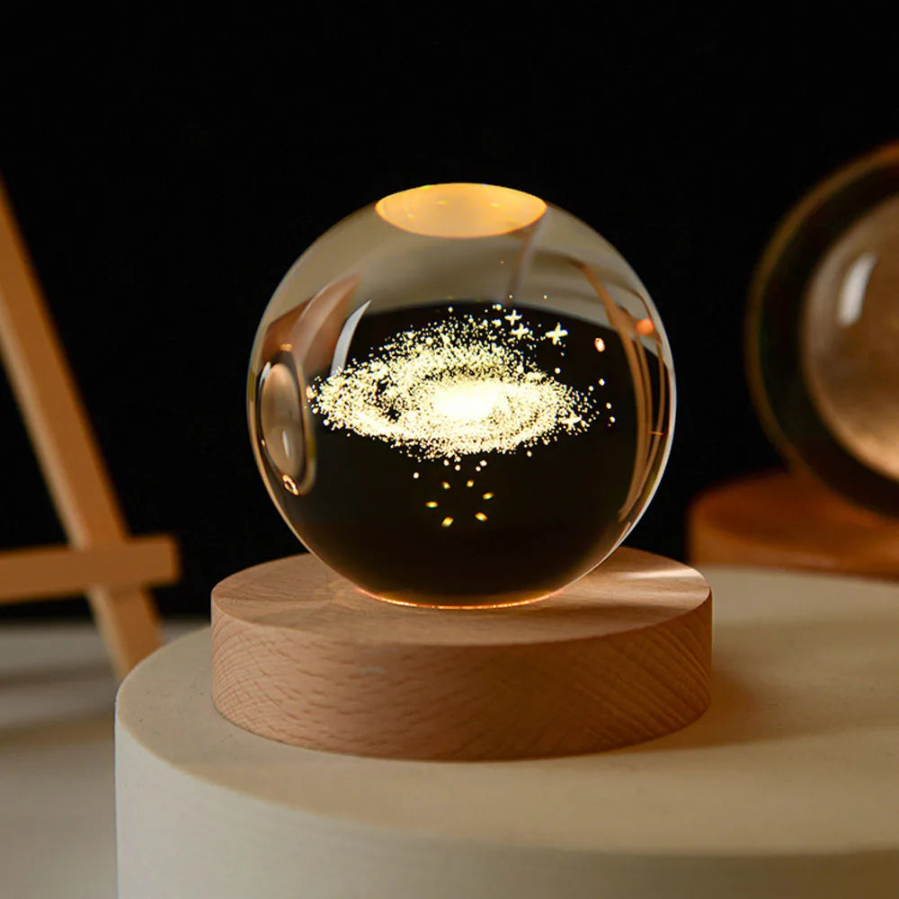 Globe Solaire en Cristal – Élégante Décoration en Verre avec Système Solaire Gravé au Laser