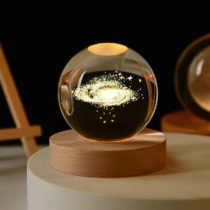 Globe Solaire en Cristal – Élégante Décoration en Verre avec Système Solaire Gravé au Laser