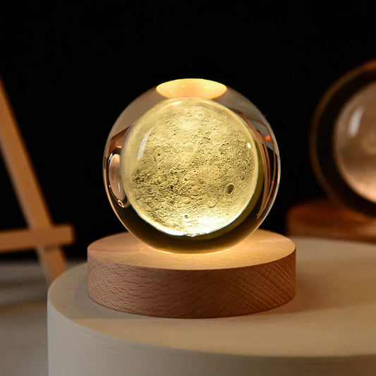 Globe Solaire en Cristal – Élégante Décoration en Verre avec Système Solaire Gravé au Laser