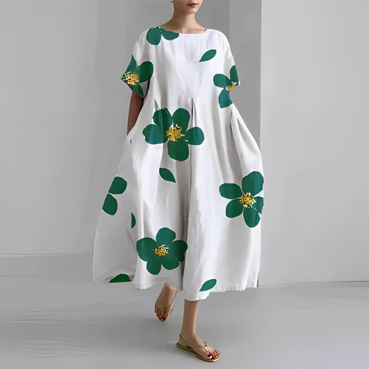 Robe Florale Confortable en Polyester – Femme – Rose
