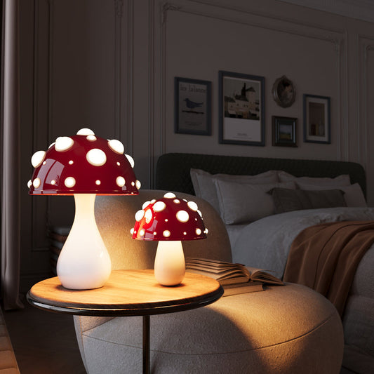 Lina Lampe de Table LED – Design Unique en Forme de Champignon, Atmosphère Chaleureuse, Filaire & Sans Fil, Lumière Dimmable