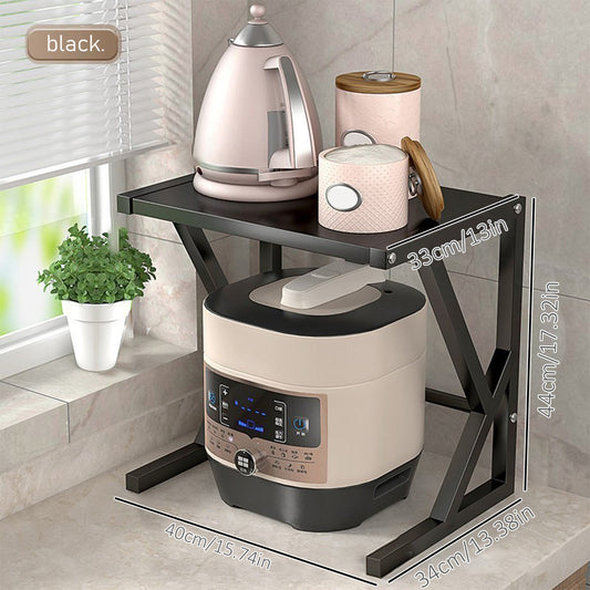 Étagère de rangement à micro-ondes à deux niveaux Loy – Organisateur de cuisine gain de place