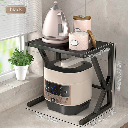 Étagère de rangement à micro-ondes à deux niveaux Loy – Organisateur de cuisine gain de place