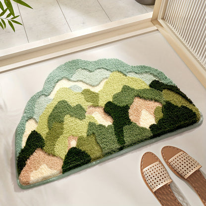Tapis de bain en peluche Luca avec un élégant motif floral – Confort & absorption rapide de l'humidité