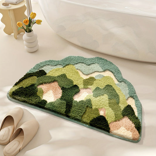 Tapis de bain en peluche Luca avec un élégant motif floral – Confort & absorption rapide de l'humidité
