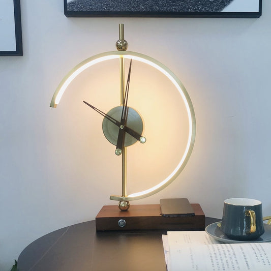 Lampe-réveil Luna Luxe avec chargeur sans fil – Lampe LED moderne avec luminosité réglable, fonction de charge Qi, pour la maison et le bureau