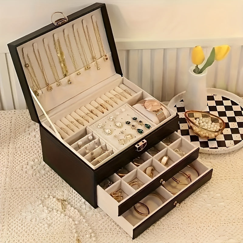 Boîte à bijoux luxueuse avec plusieurs compartiments – Rangement élégant pour tous vos accessoires