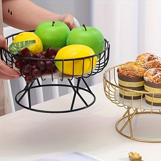 Bol à fruits Vintage MarbleServe en métal avec fond en marbre – Bol décoratif élégant pour la maison et les événements