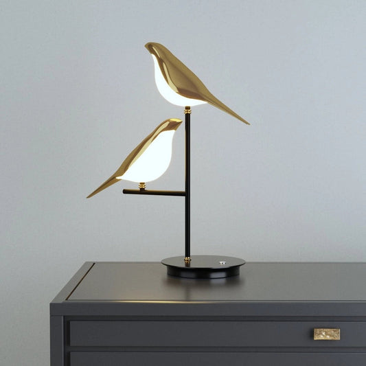 Lampe de bureau LED MisterBird – Design d'oiseau postmoderne, luminosité réglable, éclairage économe en énergie