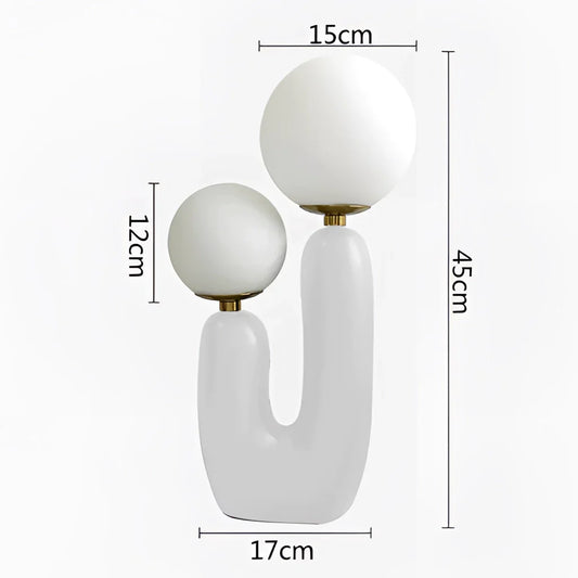 Lampe de table au design cactus moderne – Contrôle tactile, boules en verre opale, éclairage LED pour salon ou chambre