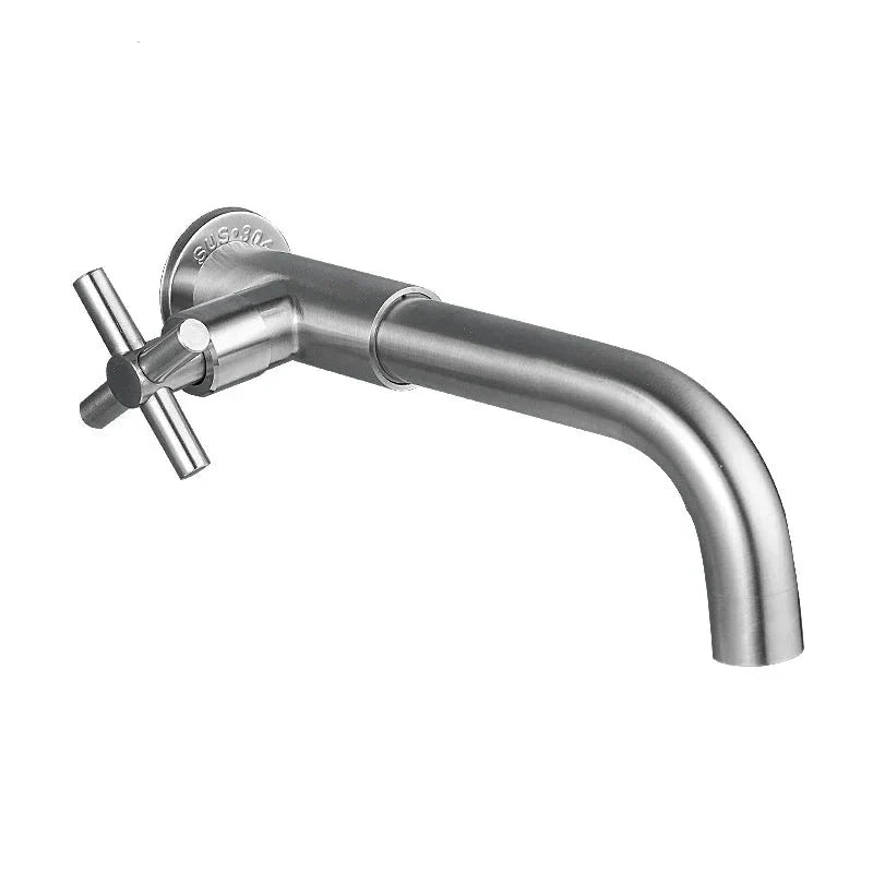 Robinet mural moderne en acier inoxydable avec cascade – Monocommande, Fini brossé