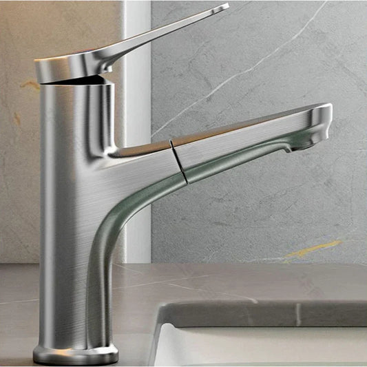 Robinet de salle de bain moderne – Mitigeur à levier unique avec fonction extractible et vanne en céramique