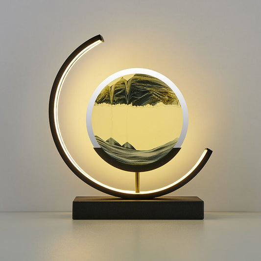 Lampe de table Montana Quicksand – Lampe moderne en sable 3D avec lumière LED apaisante, rotative pour des motifs dynamiques