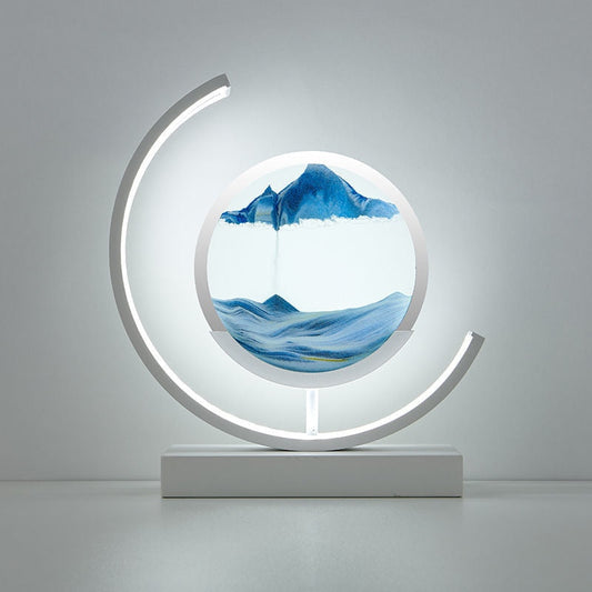 Lampe de table Montana Quicksand – Lampe moderne en sable 3D avec lumière LED apaisante, rotative pour des motifs dynamiques