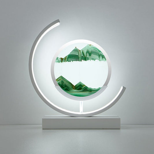 Lampe de table Montana Quicksand – Lampe moderne en sable 3D avec lumière LED apaisante, rotative pour des motifs dynamiques