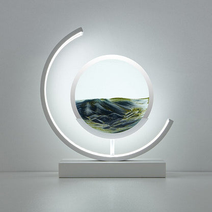 Lampe de table Montana Quicksand – Lampe moderne en sable 3D avec lumière LED apaisante, rotative pour des motifs dynamiques