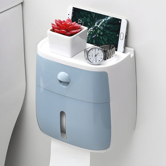 MultiHold Distributeur de Mouchoirs Étanche avec Support pour Téléphone et Tiroir de Rangement