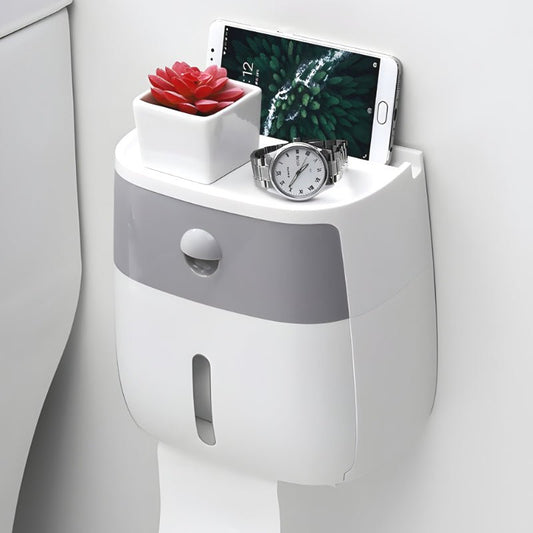 MultiHold Distributeur de Mouchoirs Étanche avec Support pour Téléphone et Tiroir de Rangement