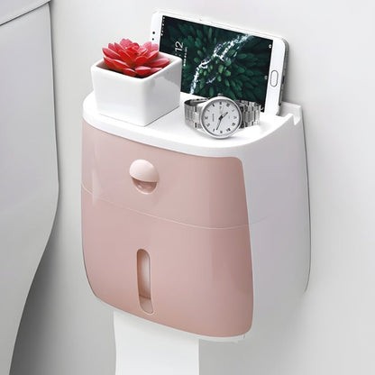 MultiHold Distributeur de Mouchoirs Étanche avec Support pour Téléphone et Tiroir de Rangement