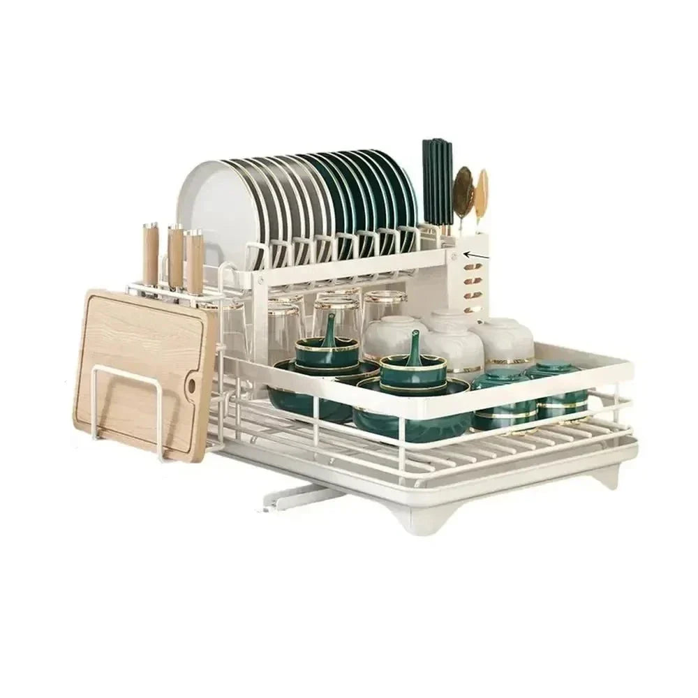 Étagère à égoutter multifonctionnelle – Organisateur de cuisine élégant et gain de place