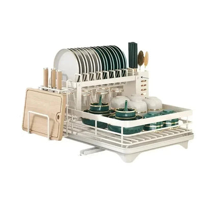 Étagère à égoutter multifonctionnelle – Organisateur de cuisine élégant et gain de place
