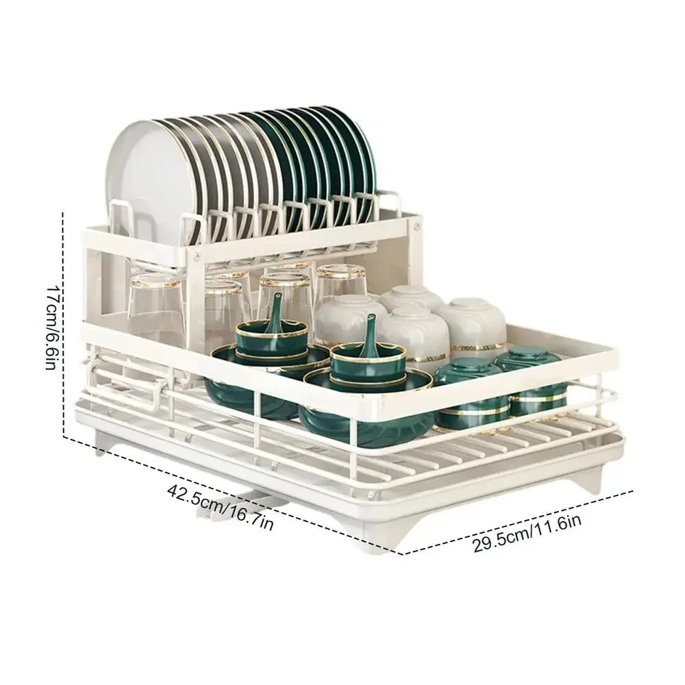 Étagère à égoutter multifonctionnelle – Organisateur de cuisine élégant et gain de place