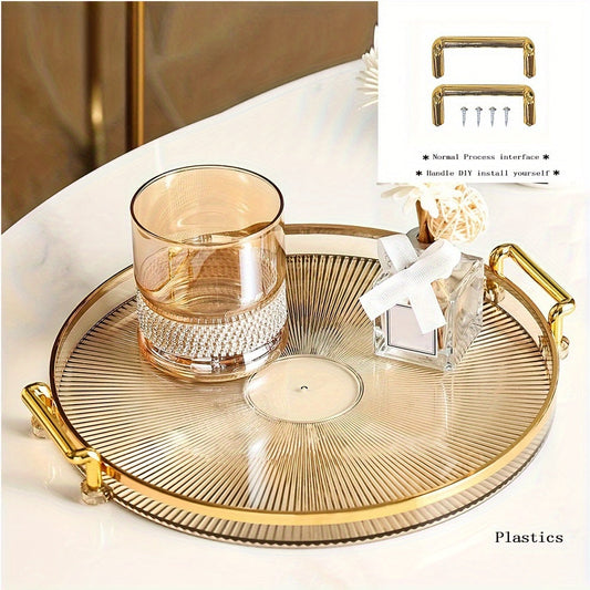 Plateau de service en acrylique multifonctionnel avec élégantes poignées dorées