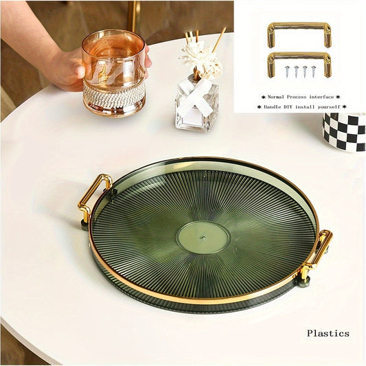 Plateau de service en acrylique multifonctionnel avec élégantes poignées dorées