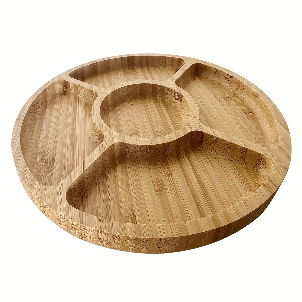 Plateau de service rond en bambou durable – Idéal pour les collations, les fruits et plus encore