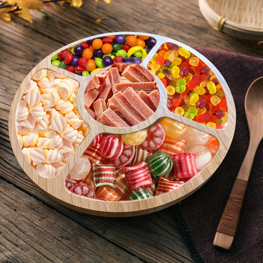 Plateau de service rond en bambou durable – Idéal pour les collations, les fruits et plus encore