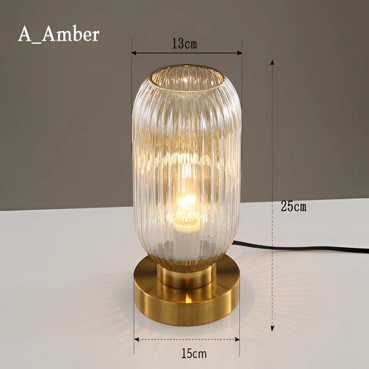 Lampe de Table Nordic Amber – Lampe en Verre au Design Moderne, 40W LED