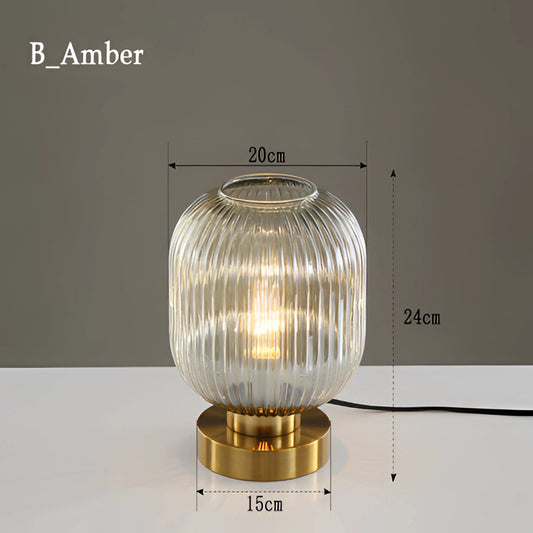 Lampe de Table Nordic Amber – Lampe en Verre au Design Moderne, 40W LED