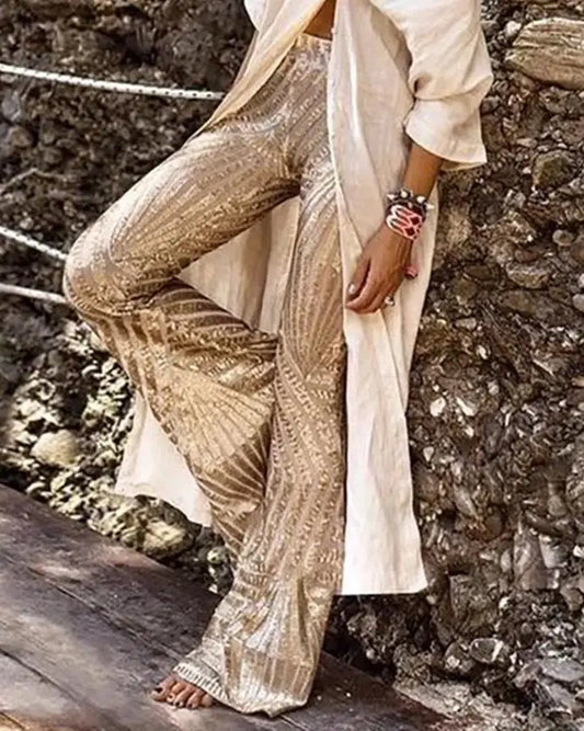 Gabrielle - Pantalon Évasé À Paillettes