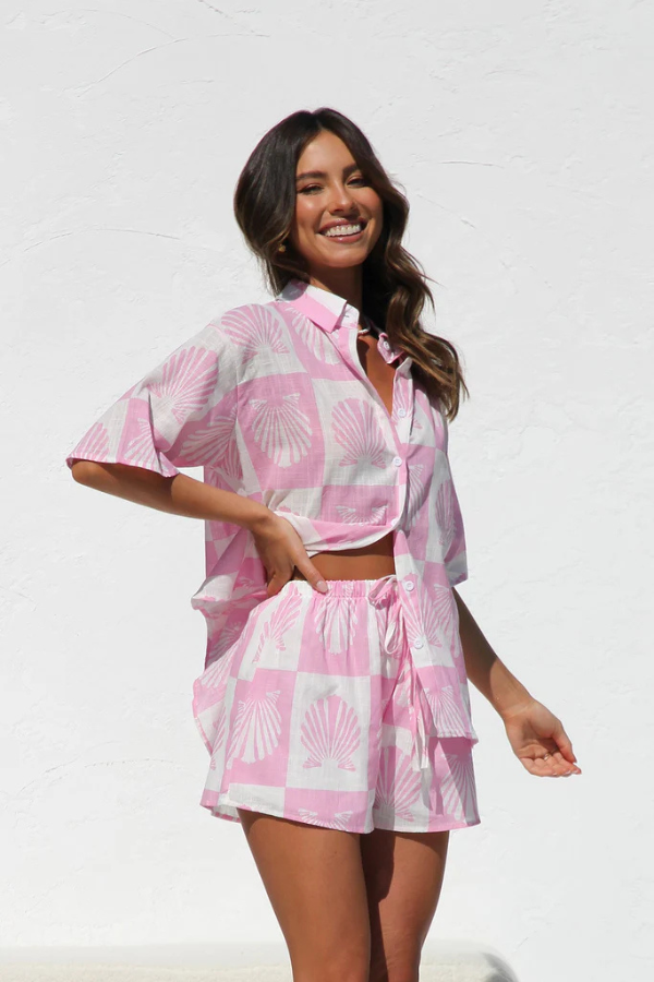 Alina - chemise de taille élastique à la mode et courte set