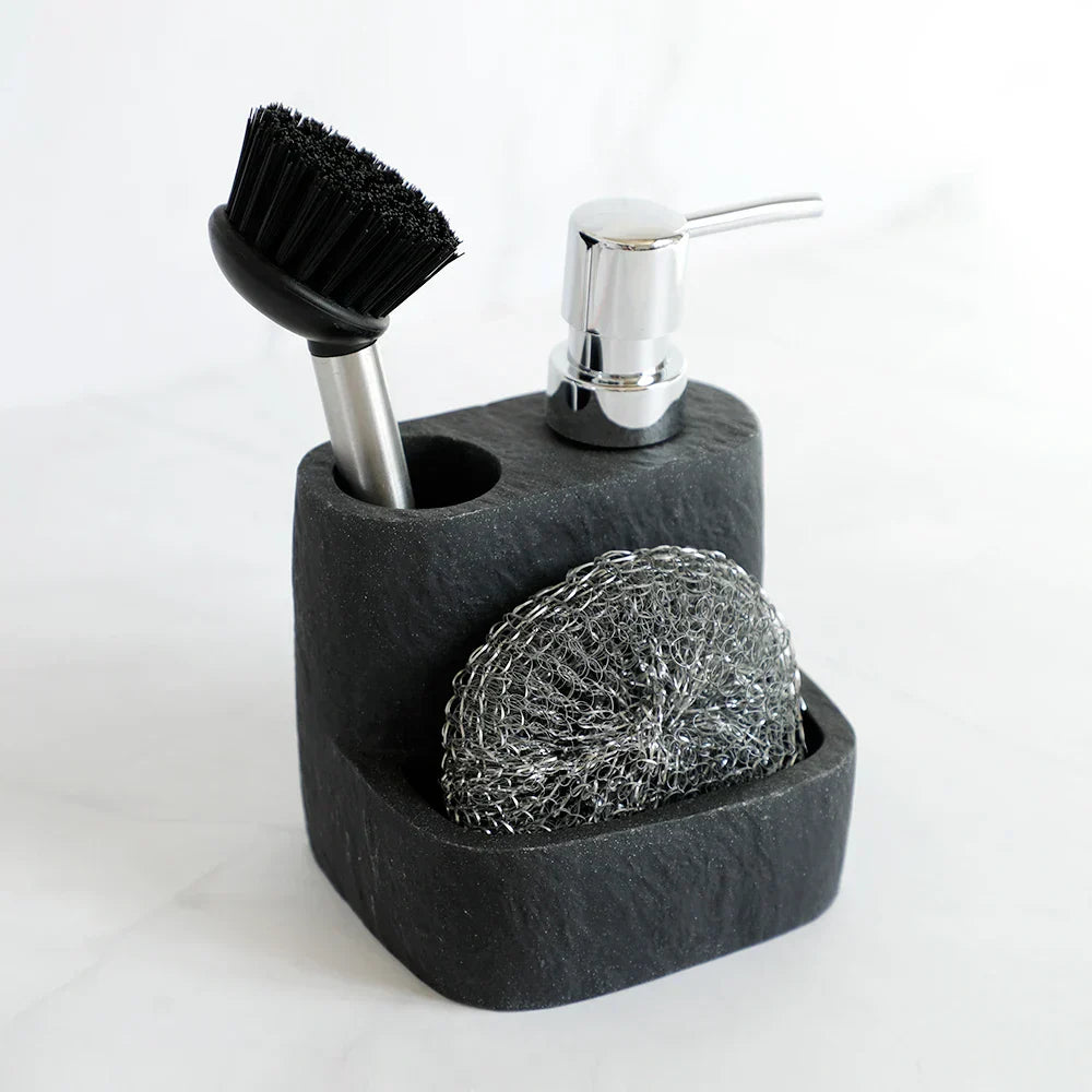 Distributeur de savon rechargeable PureStream – Design minimaliste avec ensemble d'éponge et de brosse