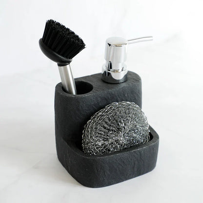 Distributeur de savon rechargeable PureStream – Design minimaliste avec ensemble d'éponge et de brosse
