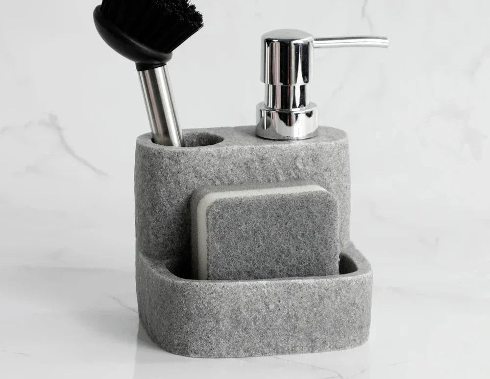 Distributeur de savon rechargeable PureStream – Design minimaliste avec ensemble d'éponge et de brosse