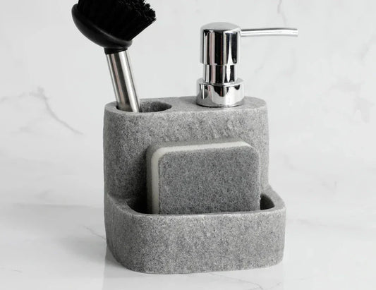 Distributeur de savon rechargeable PureStream – Design minimaliste avec ensemble d'éponge et de brosse