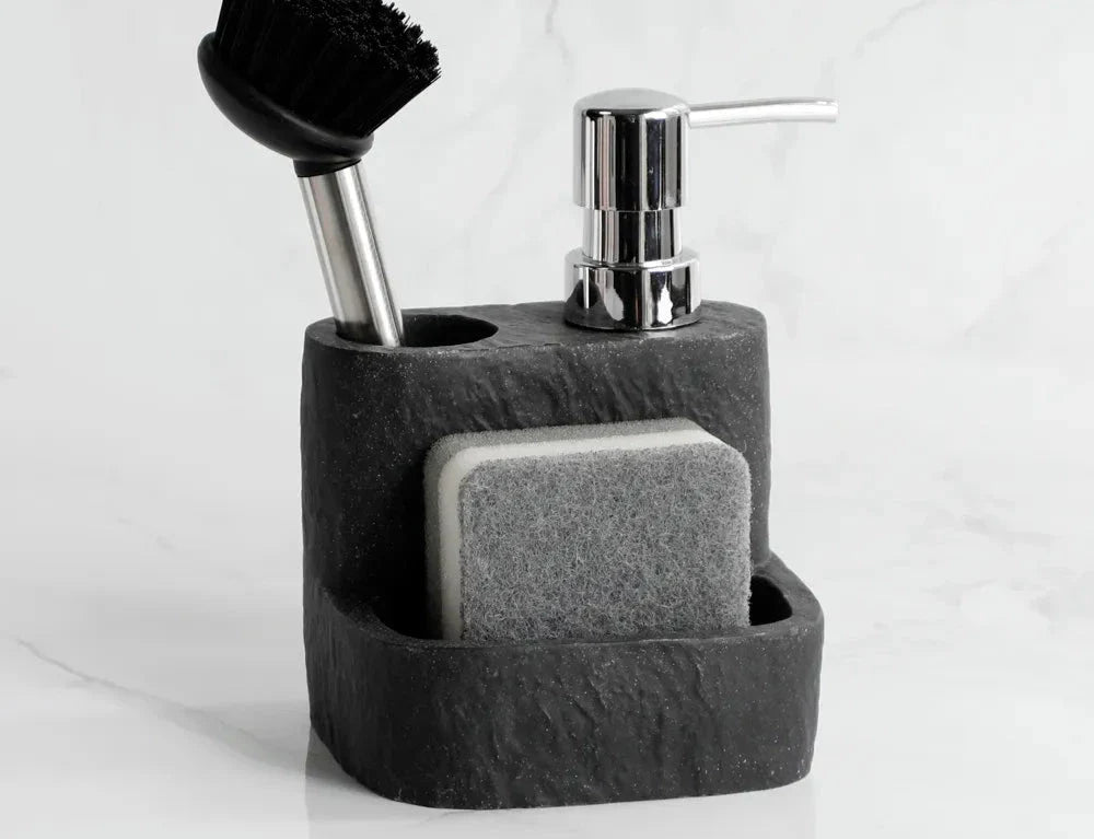 Distributeur de savon rechargeable PureStream – Design minimaliste avec ensemble d'éponge et de brosse