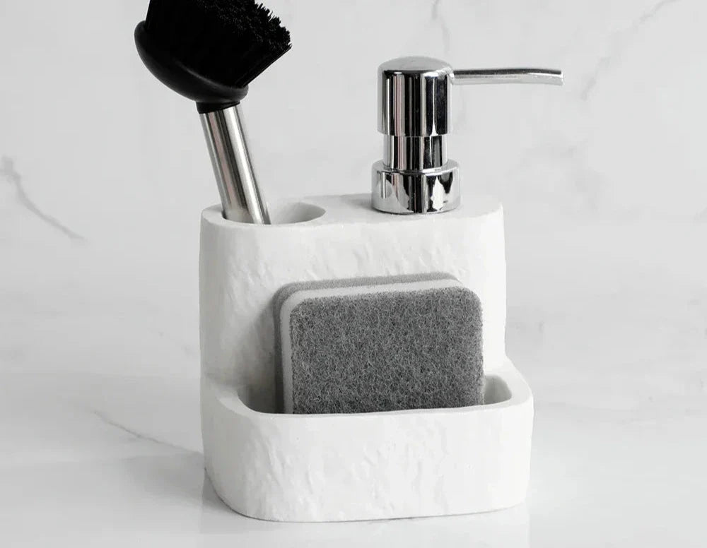 Distributeur de savon rechargeable PureStream – Design minimaliste avec ensemble d'éponge et de brosse
