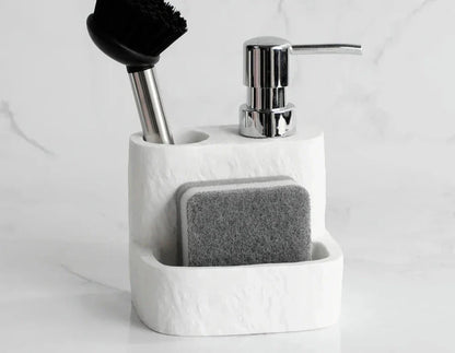 Distributeur de savon rechargeable PureStream – Design minimaliste avec ensemble d'éponge et de brosse
