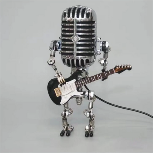 Lampe Robot Retro avec Guitare – Lampe de Table Décorative Unique pour une Atmosphère Conviviale