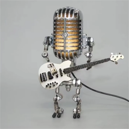 Lampe Robot Retro avec Guitare – Lampe de Table Décorative Unique pour une Atmosphère Conviviale