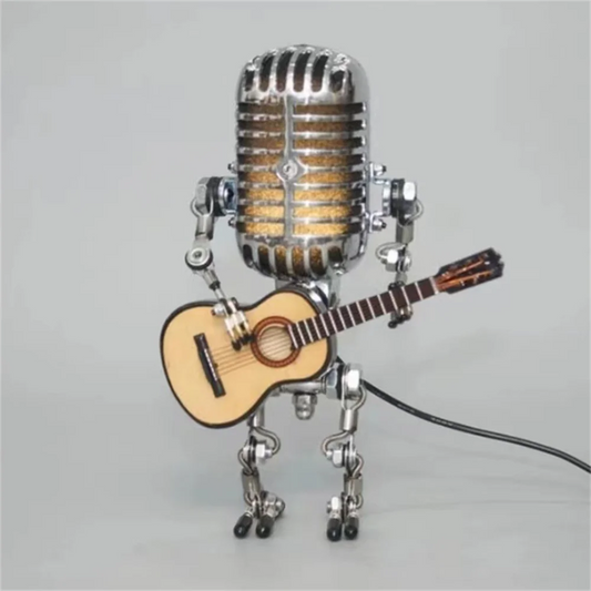 Lampe Robot Retro avec Guitare – Lampe de Table Décorative Unique pour une Atmosphère Conviviale